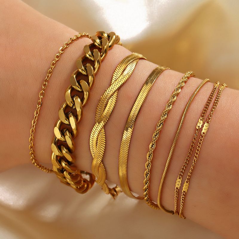 Simple Style Geometric Solid Color Stainless Steel Plating Chain Bracelets
