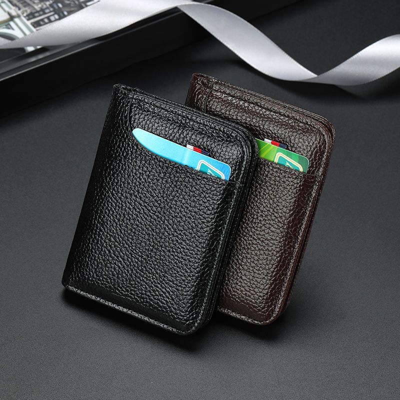 Unisex Solid Color Pu Leather Open Card Holder