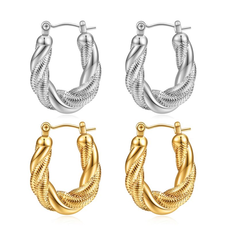 1 Pair Vintage Style Geometric Solid Color Plating Stainless Steel 14k Gold Plated Hoop Earrings