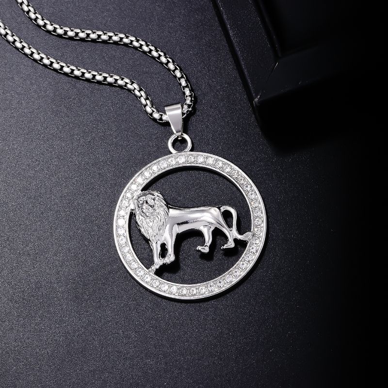 Hip Hop Style Simple Lion Acier Inoxydable Alliage Évider Incruster Strass Hommes Pendentif