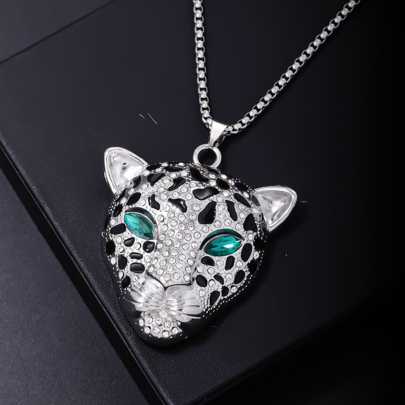 Hip-Hop Animal 304 Stainless Steel Copper Plating Inlay Zircon Rhodium Plated Men's Pendant Necklace