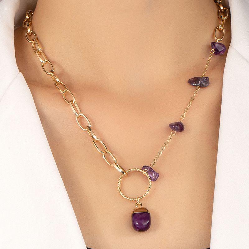 Elegant Color Block Zinc Alloy Plating 14k Gold Plated Women's Pendant Necklace