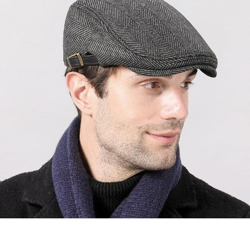Men's Retro Plaid Crimping Beret Hat