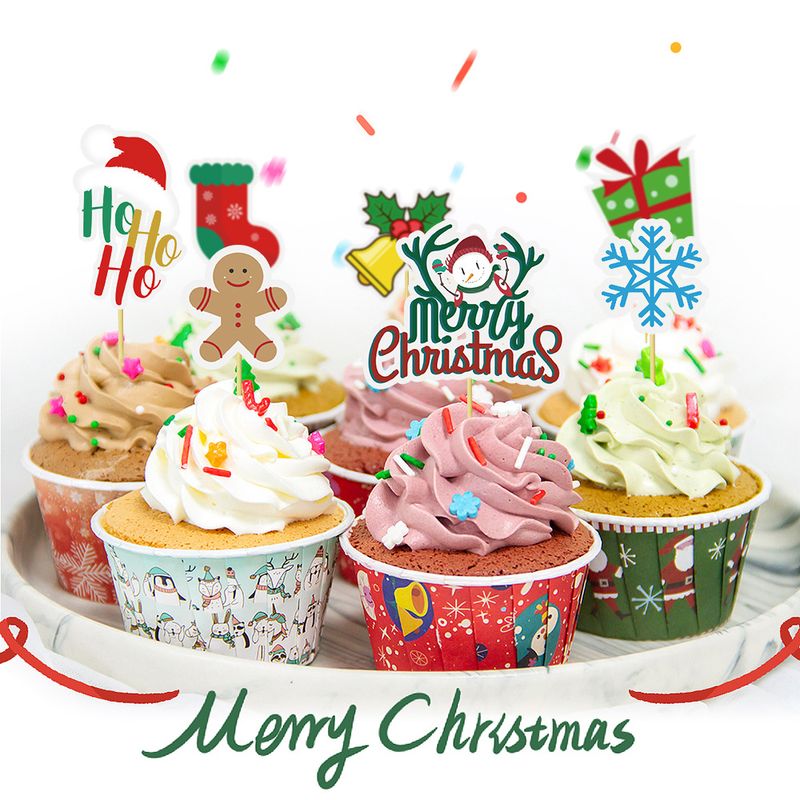 Christmas Valentine's Day New Year Modern Style Snowman Snowflake Paper Family Gathering Party Festival Cake Decorating Supplies