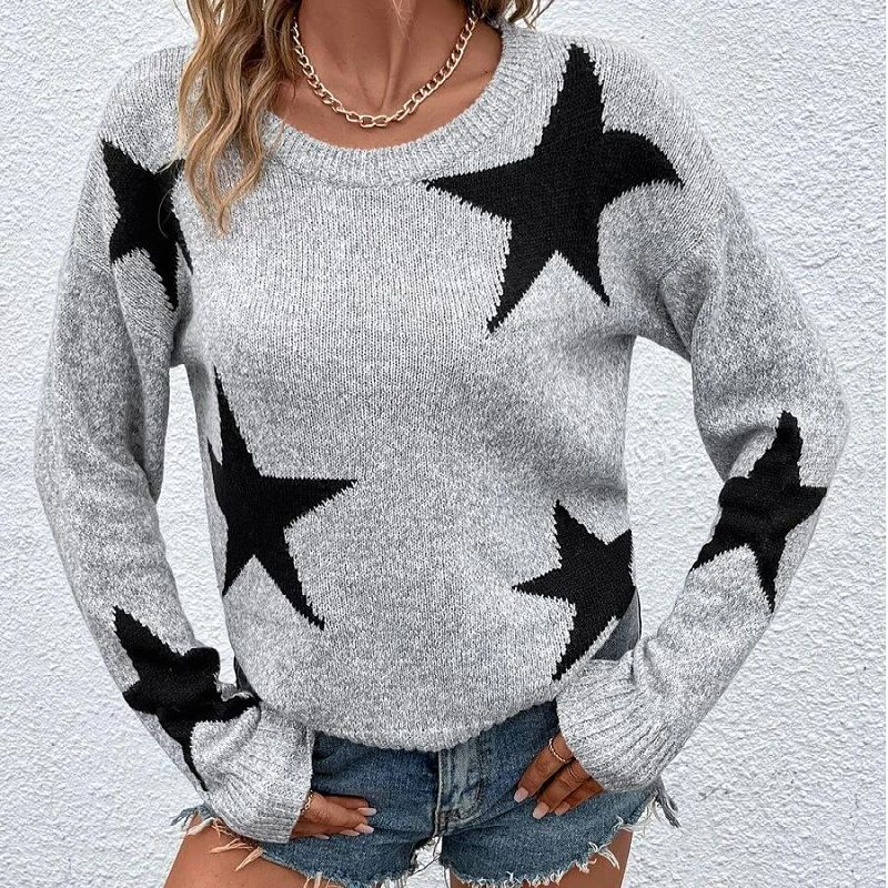 Women's Sweater Long Sleeve Sweaters & Cardigans Jacquard Streetwear Star