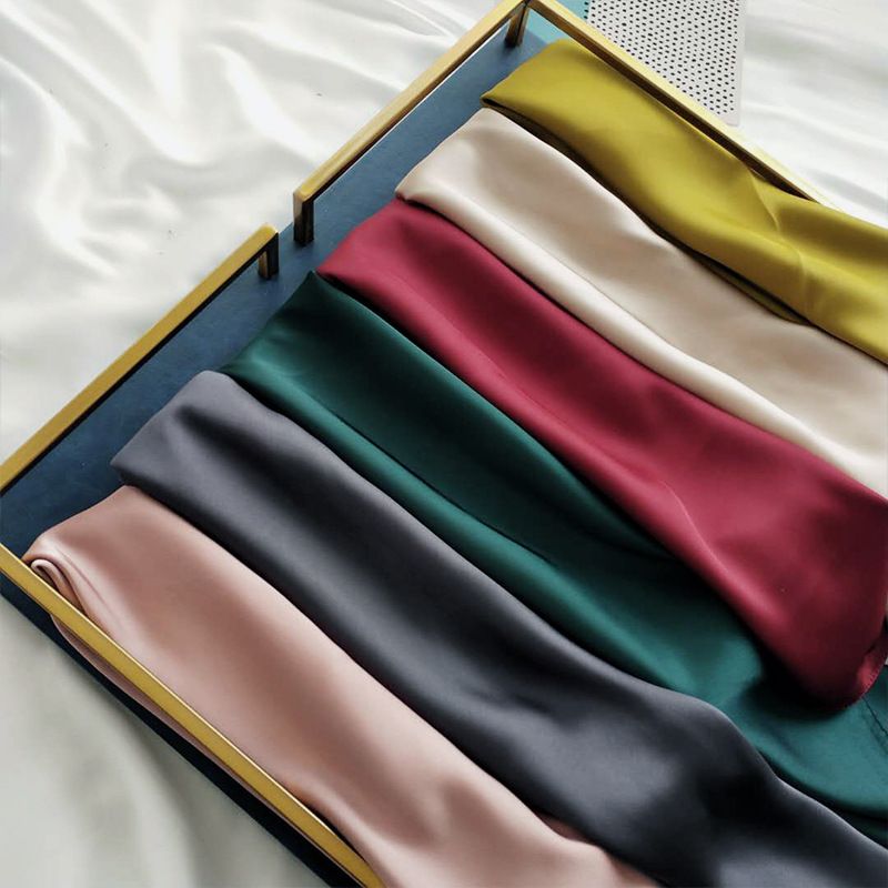 Women's Elegant Solid Color Satin Silk Scarf