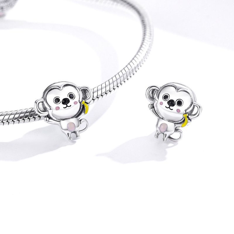 Casual Monkey Sterling Silver Inlay Zircon Jewelry Accessories