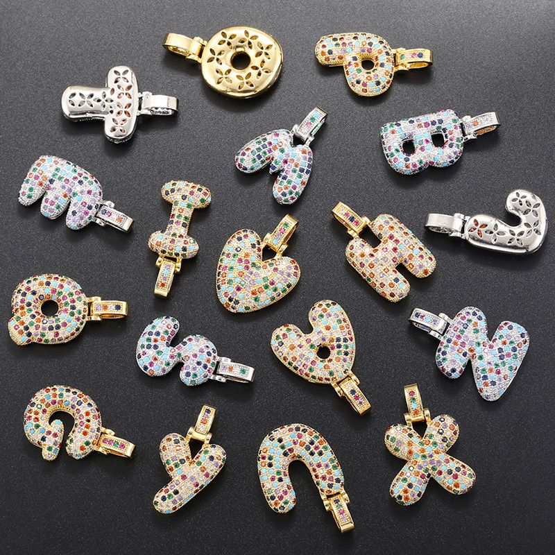Hip-hop Letter Copper Plating Inlay Zircon 18k Gold Plated Charms