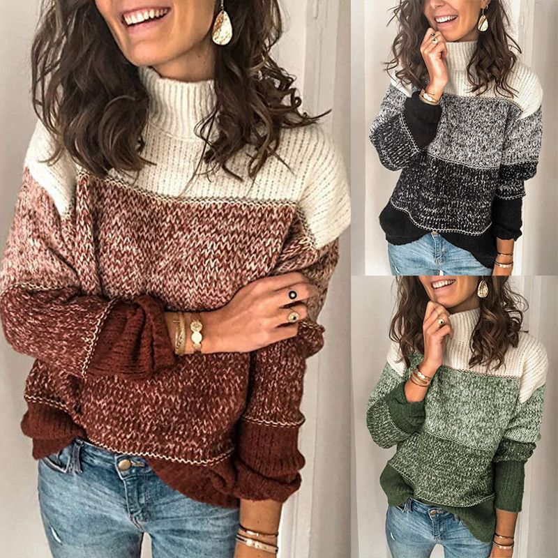 Women's Sweater Long Sleeve Sweaters & Cardigans Rib-knit Casual Simple Style Color Block