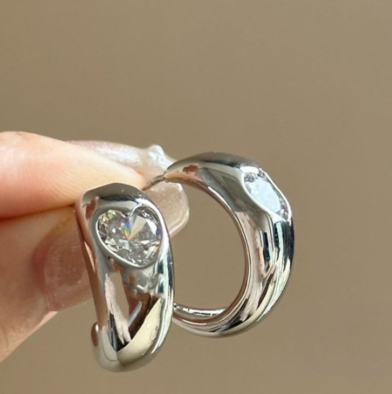 1 Pair Sweet Geometric Heart Shape Plating Inlay Copper Zircon Earrings