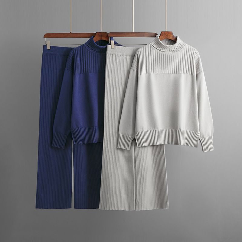 Daily Women's Casual Simple Style Solid Color Core Spun Yarn Viscose Fiber Slit Pants Sets Pants Sets