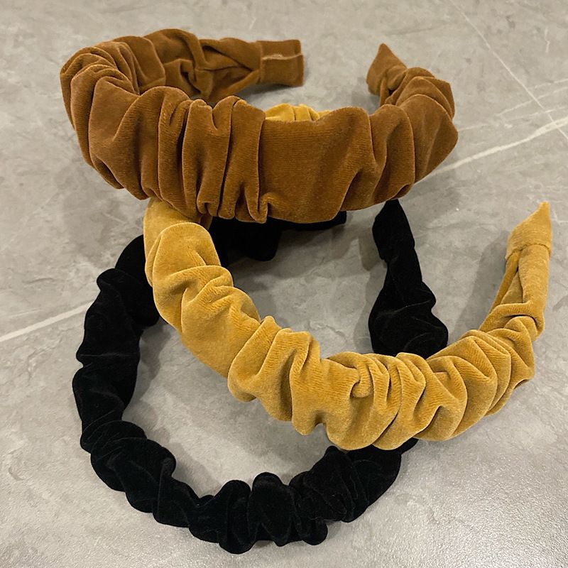 Vintage Style Solid Color Velvet Pleated Hair Band