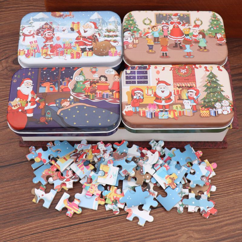 Christmas Cartoon Style Cute Santa Claus Robin Board Party Jigsaw