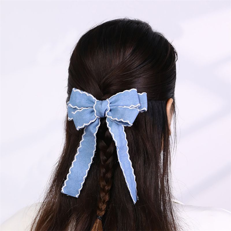 Sweet Solid Color Bow Knot Cloth Hair Clip