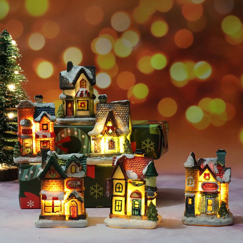 Christmas Cartoon Style Cute Christmas House Resin Indoor Festival Ornaments
