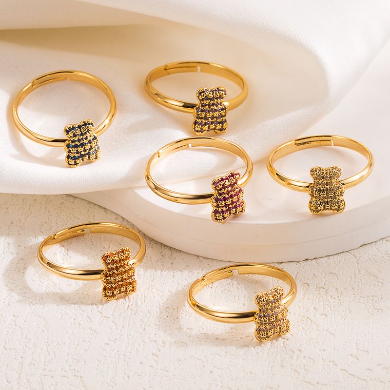 Vintage-stil Tragen Kupfer 14 Karat Vergoldet Zirkon Offener Ring In Masse