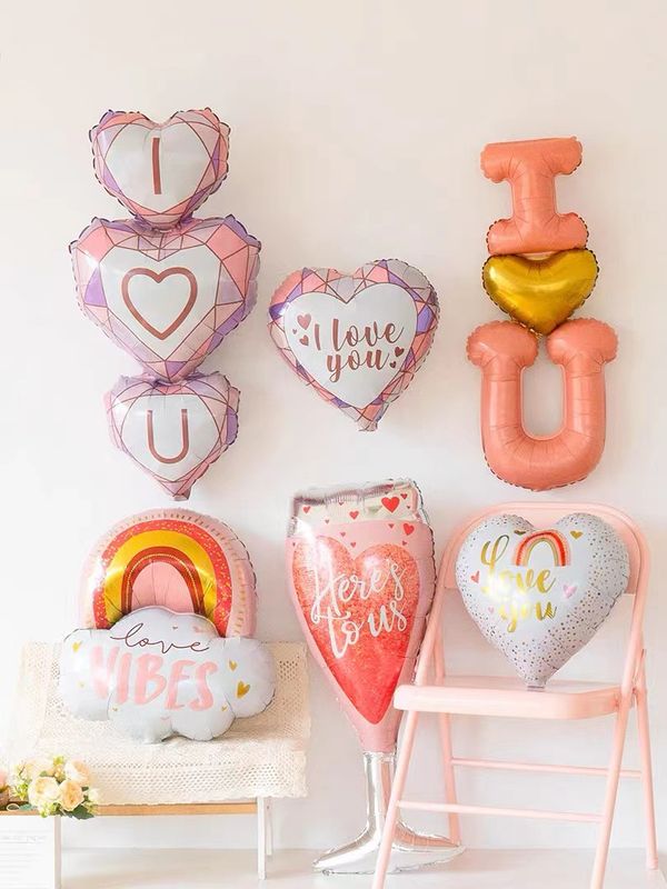 Wedding Season Valentine's Day Cartoon Style Sweet Heart Shape Aluminum Film Indoor Party Balloons