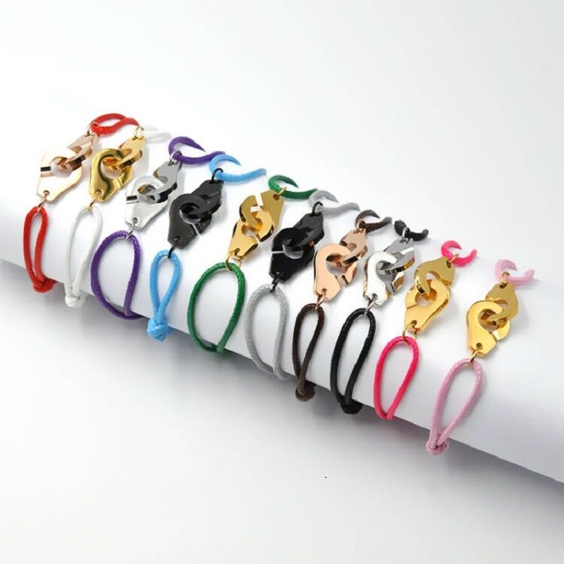 Elegante Esposas Acero Inoxidable Soga Enchapado Trenza Chapado En Oro De 18 Quilates. Pulsera