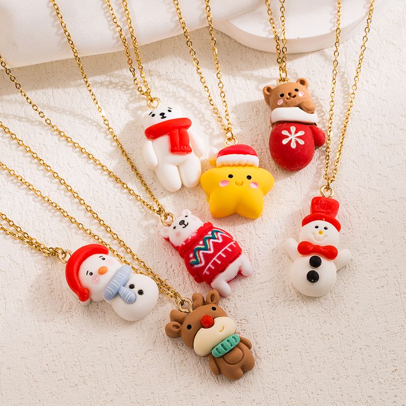 Cute Sweet Cartoon Character Stainless Steel Plating 18k Gold Plated Pendant Necklace