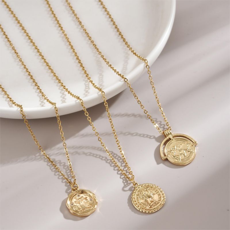 Simple Style Human Face Map Cat Stainless Steel Copper 18k Gold Plated Zircon Pendant Necklace In Bulk