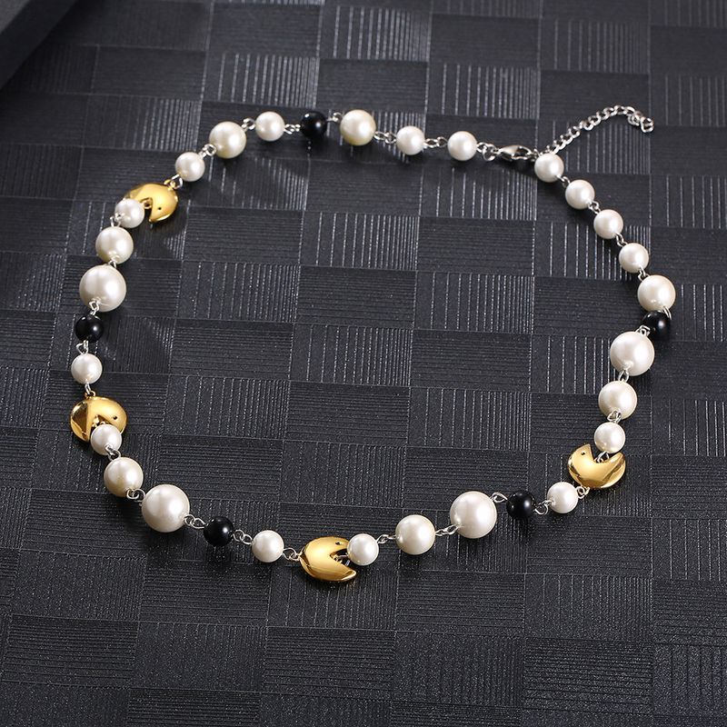Hip-Hop Geometric 304 Stainless Steel Imitation Pearl 18K Gold Plated Unisex Necklace