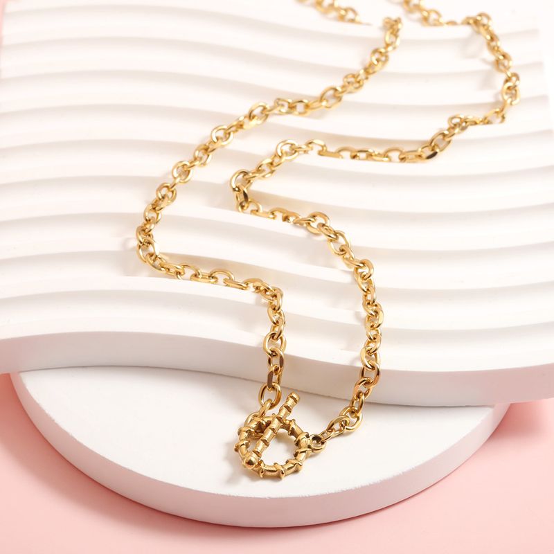 Wholesale Classical Retro Simple Style Solid Color Stainless Steel Plating 18k Gold Plated Necklace