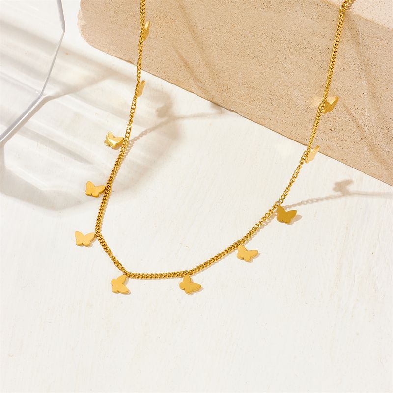 Titan Stahl 18 Karat Vergoldet Vintage-Stil Überzug Schmetterling Halskette