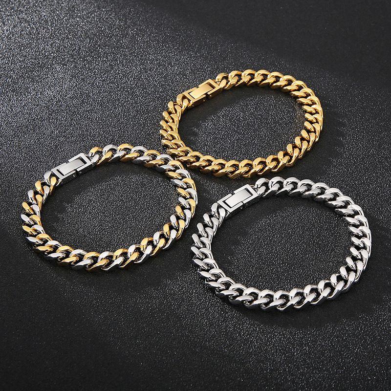 Titanium Steel 18K Gold Plated Hip-Hop Retro Chain Solid Color Necklace