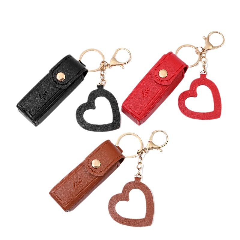 Retro Heart Shape Pu Leather Keychain