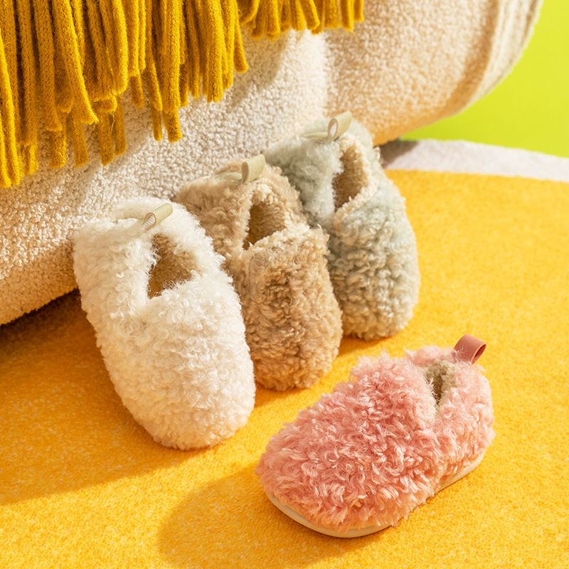 Kid's Casual Solid Color Round Toe Plush Slippers