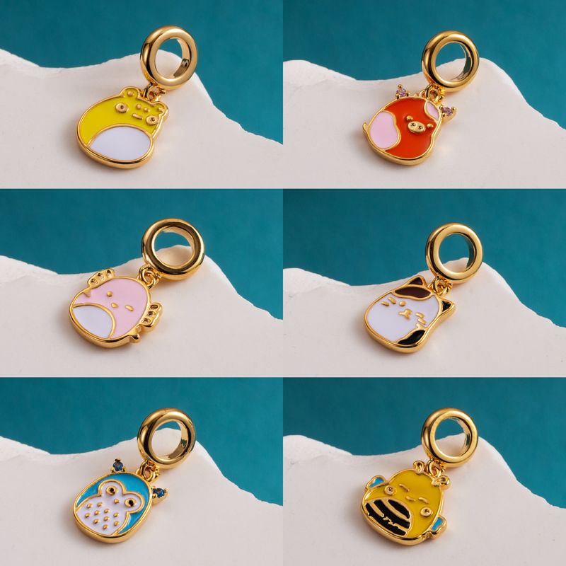 Cute Sweet Animal Stainless Steel Copper Enamel Zircon 14k Gold Plated 18k Gold Plated Charms Jewelry Accessories
