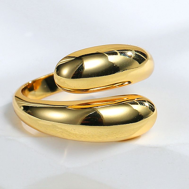 Einfacher Stil Klassischer Stil Pendeln Einfarbig Kupfer 18 Karat Vergoldet Rosengoldbeschichtet Weißgold Plattiert Offener Ring In Masse