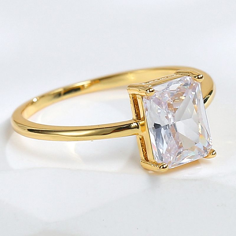 De Base Style Simple Style Classique Géométrique Le Cuivre Placage Incruster Zircon Plaqué Or 18k Plaqué Or Rose Or Blanc Plaqué Anneaux