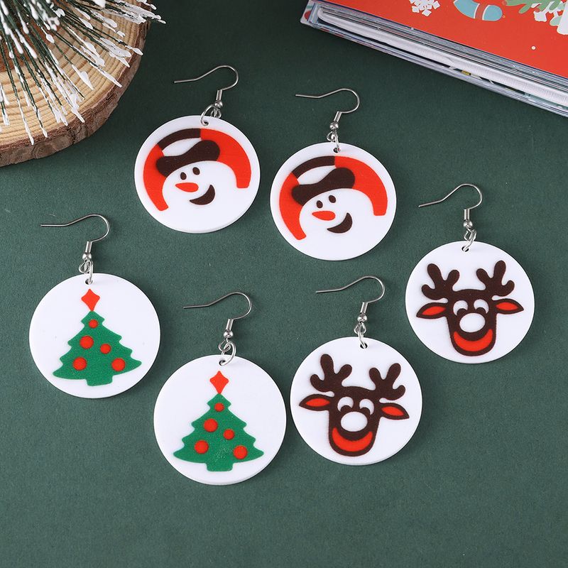 1 Pair Cute Christmas Christmas Tree Snowman Elk Arylic Drop Earrings