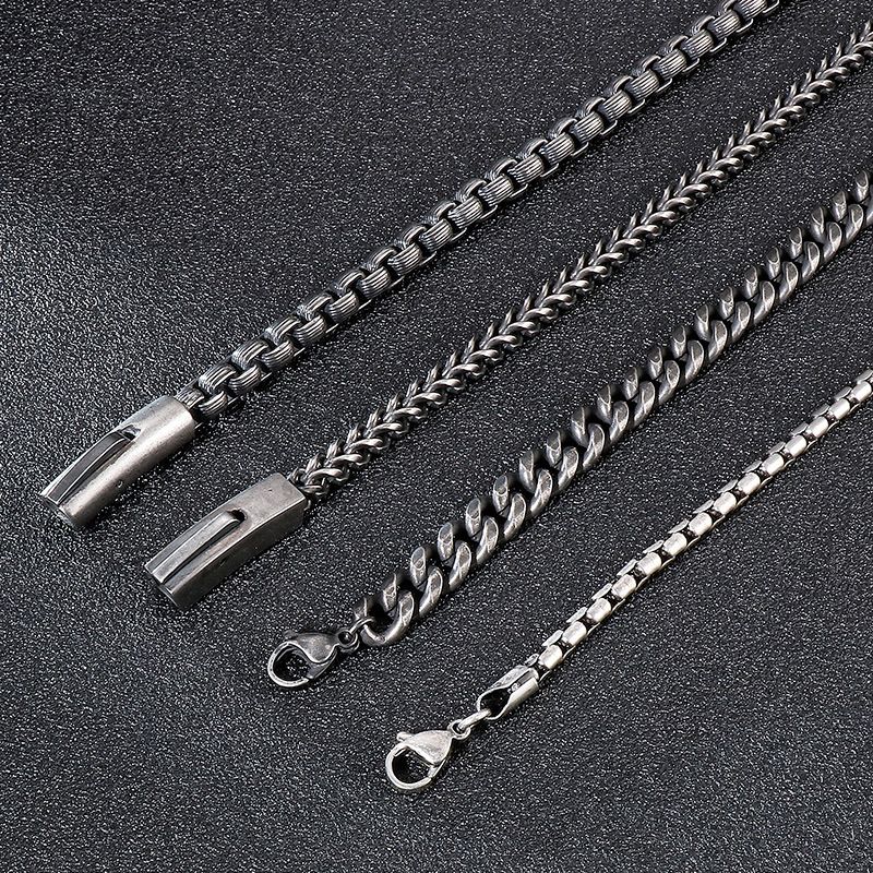 Hip-Hop Retro Geometric Solid Color Titanium Steel Plating Chain Men's Necklace