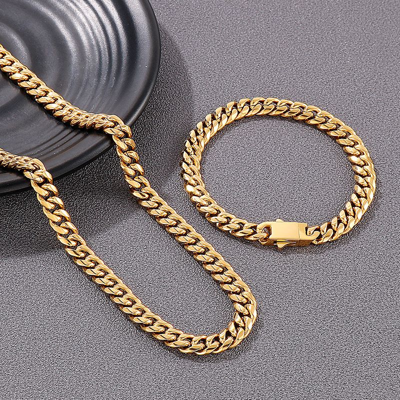 Classic Style Solid Color 18K Gold Plated Titanium Steel Wholesale Necklace