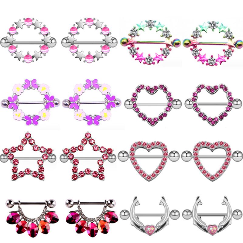 Exaggerated Rock Punk Heart Shape Copper Epoxy Plating Inlay Rhinestones Zircon White Gold Plated Chest Ring