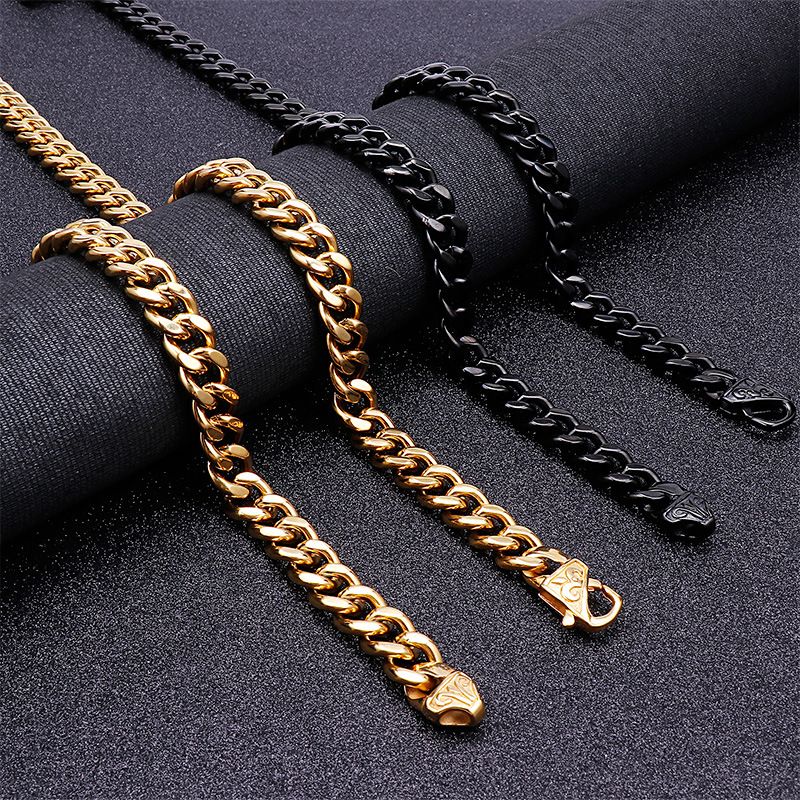 Stainless Steel 18K Gold Plated Hip-Hop Retro Plating Chain Solid Color Bracelets Necklace