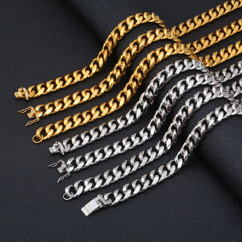Hip-Hop Punk Geometric Titanium Steel Plating 18K Gold Plated Men's Necklace