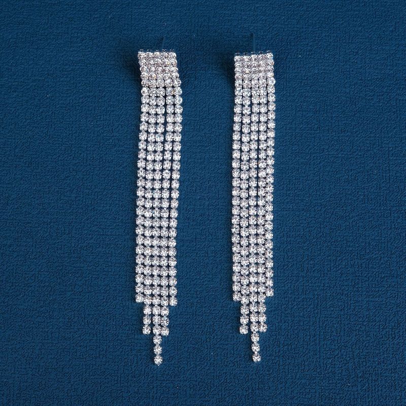 1 Pair Simple Style Solid Color Inlay Rhinestone Zircon Drop Earrings