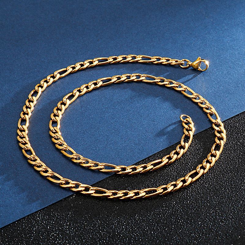 Titanium Steel 18K Gold Plated Classic Style Chain Solid Color Necklace