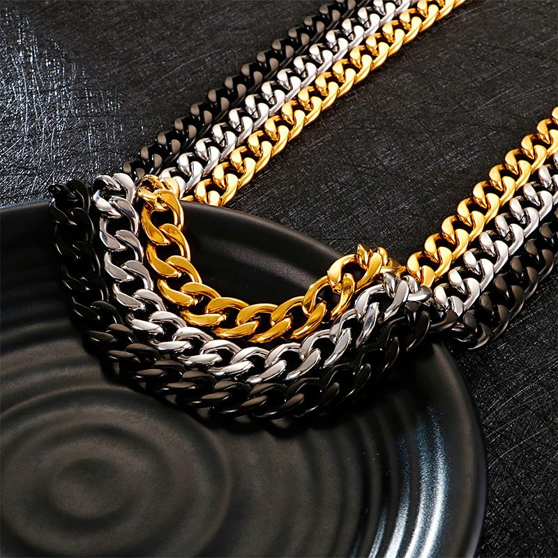 Hip-Hop Retro Solid Color Stainless Steel Plating Chain 18K Gold Plated Men's Bracelets