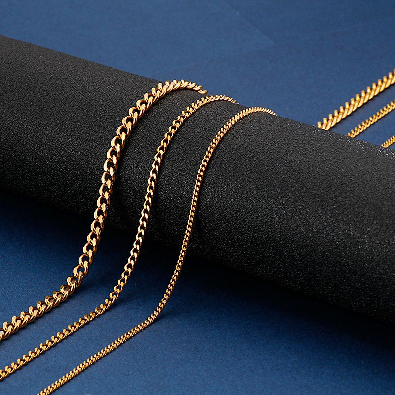 Simple Style Geometric Solid Color Titanium Steel Plating Chain 18K Gold Plated Unisex Necklace