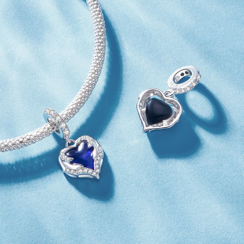 غير رسمي شكل القلب الفضة الاسترليني ترصيع الزركون اكسسوارات المجوهرات