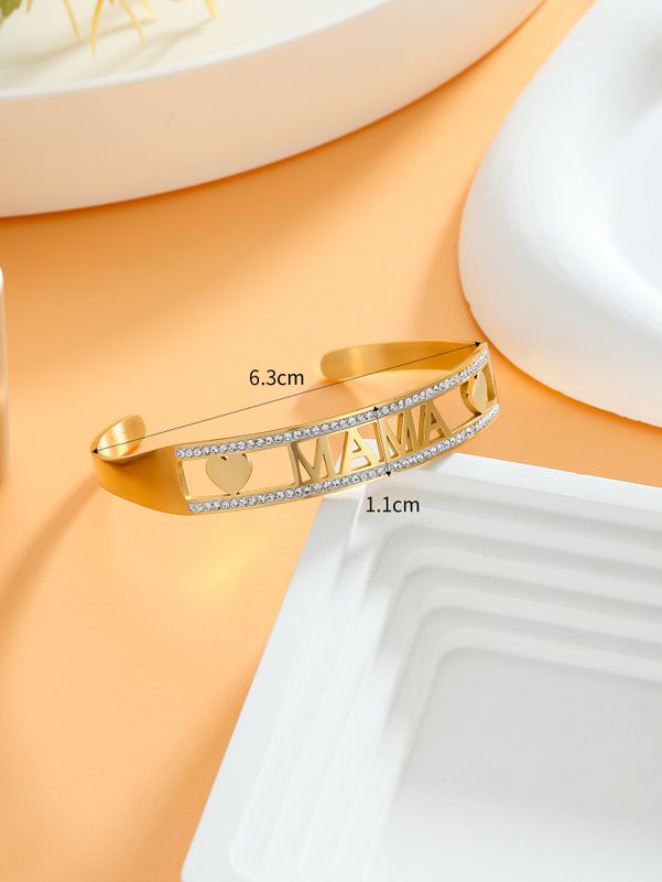 Estilo Simple Estilo Clásico Letra Acero Inoxidable 304 Chapados en oro de 18k Brazalete Al Mayoreo