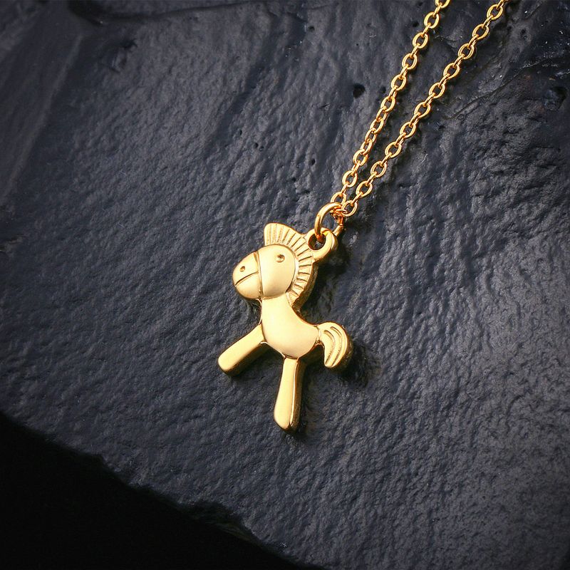 304 Stainless Steel 18K Gold Plated Hip-Hop Retro Plating Solid Color Pendant Necklace