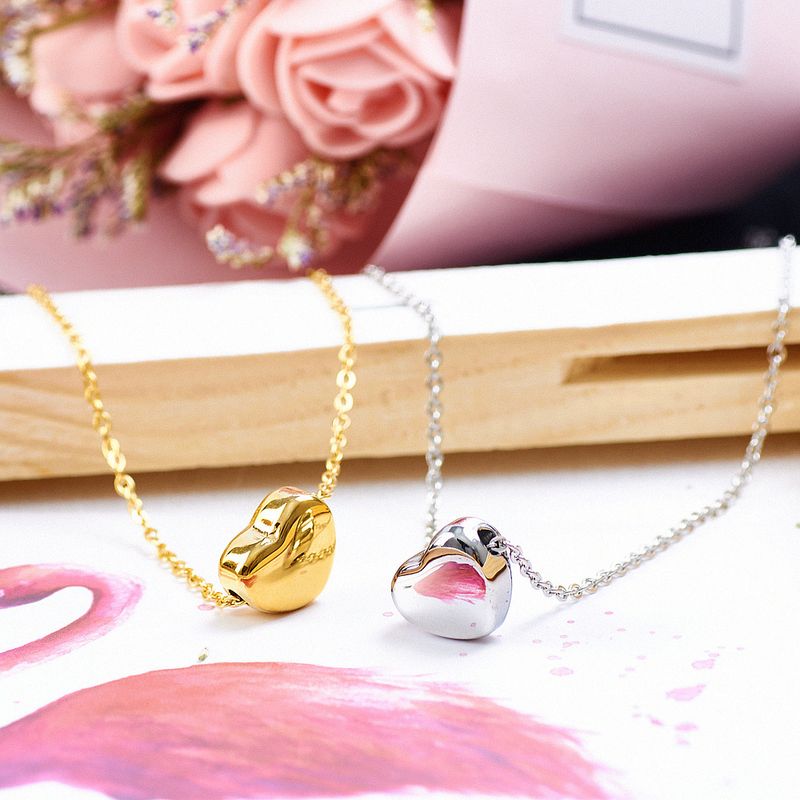 304 Stainless Steel 18K Gold Plated Simple Style Commute Plating Heart Shape Pendant Necklace