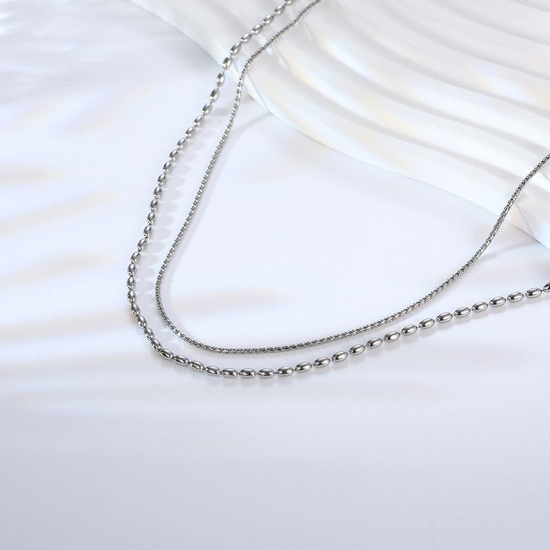 304 Stainless Steel 18K Gold Plated Lady Simple Style Plating Solid Color Layered Necklaces