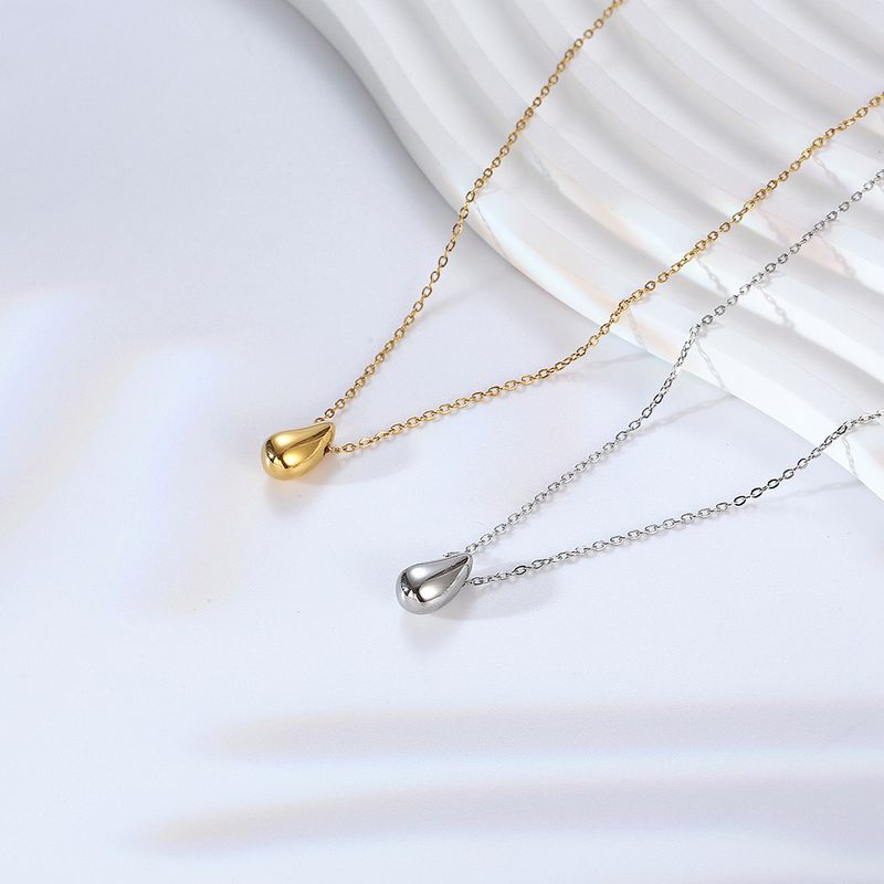 304 Stainless Steel 18K Gold Plated Simple Style Commute Plating Water Droplets Pendant Necklace