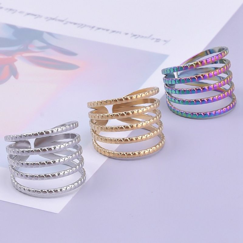 Classic Style Solid Color Stainless Steel Asymmetrical Polishing Rings